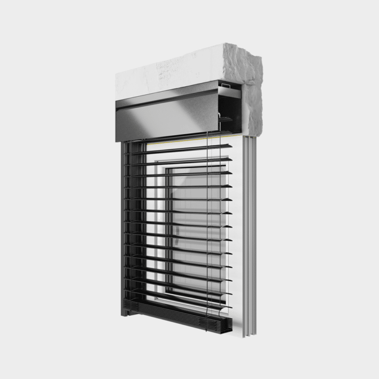 Raffstore Vorbauvariante mit Monoblock Schienen